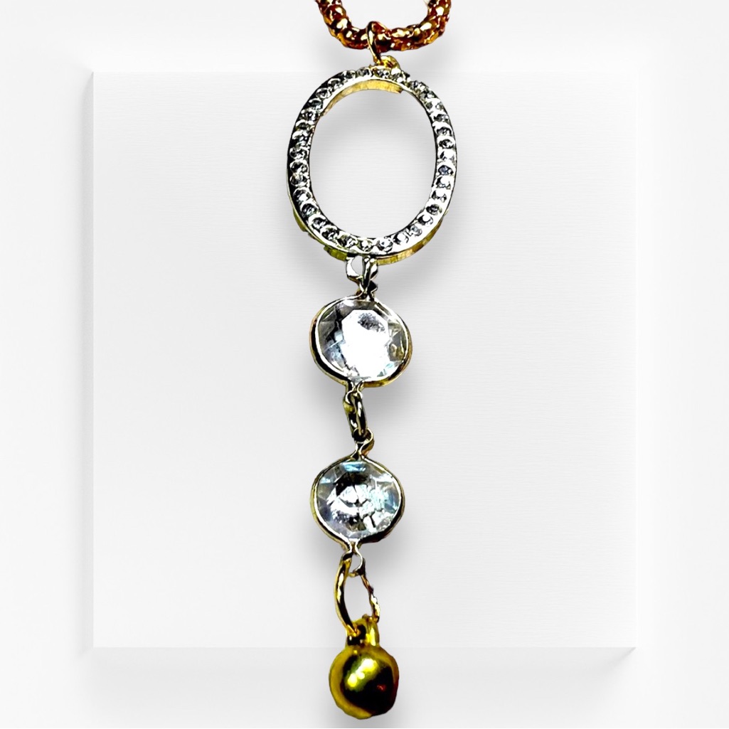 The Quartz Collection:Goldtone Pendant W/ Faceted Quartz Bezels By Susan A Ray.